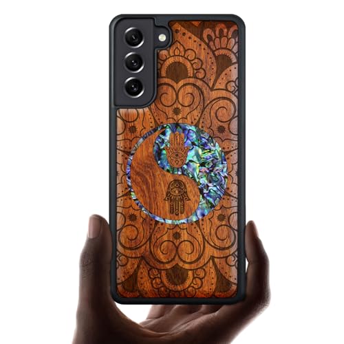 Coque Samsung S22 antichoc en bois gravé avec protection nacre rigide