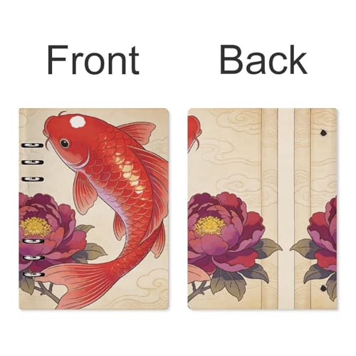 Cuaderno A5 impermeable Koi Carp Bring Spring recargable de piel sintética con papel rayado 3