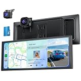 Krunia 10,26" Schermo CarPlay Portatile Wireless 60FPS, Dash Cam 4K Anteriore e Posteriore HD per Apple Car Play & Android Auto, Tablet Laminato 1920 * 720 con Mirror Link, Bluetooth, Navigatore GPS