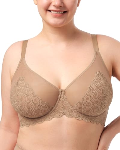 Image of HSIA Minimizer Bras for Women Large Bust Full Coverage Lace Plus Size Bra - Mermaid Scales