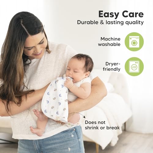 Image of 5-Pack Muslin Burp Cloths Baby Boy, Girl - Very Absorbent Baby Burp Cloth Rags, 8-Layers Viscose Derived from Bamboo Cotton Muslin Towel, Super Soft Spit Up Rags, No Shrink Washcloths (Cosmo)