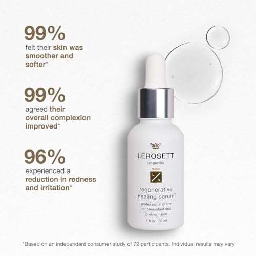 LEROSETT Healing Hydration Serum – Aloe, Ginseng & Collagen-Based Complex for Pimples, Irritated Skin, Blemishes & Post-Breakout Scarring – Plant-Based, Spa-Grade, Concentrated, 1 oz