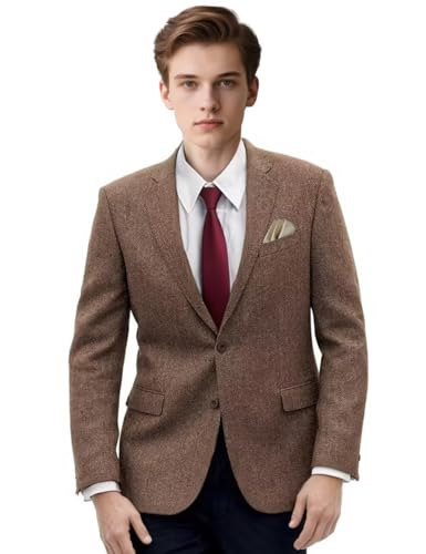 Men's Tweed Jacket Retro Mens Suit Blazer Slim Fit Herringbone Suits Wedding Groomsmen Prom Blazers Men Tux Jacket4