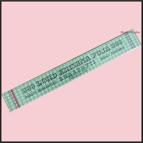 Mystical Realms 999 Lord Krishna Puja Incense Sticks, 999 Pieces, 1 Pack, Sandalwood Scent, Drives Negative Energy Out