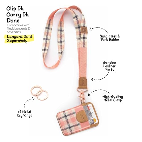 Image of POCKT Slim Card Holder Wallet For Men and Women - Minimalist Front Pocket Wallet Elastic Credit Card Holder Genuine Leather RFID Blocking Card Case Wallets, Pink Plaid, Minimalist