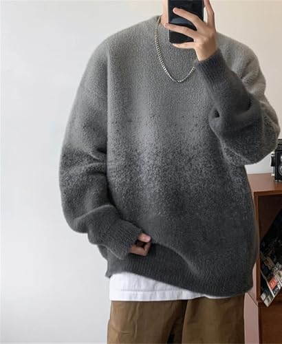 Men's Gradient Crew Neck Knit Pullover Sweater Comfortable Loose Fit Everyday Wear3
