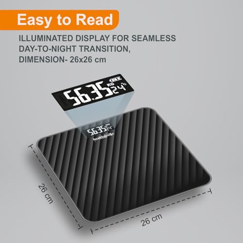 Image of Healthgenie Weight Machine for Body Weight Thick Tempered Glass LCD Display With 3 Years Warranty Weighing Scale Rampweigher