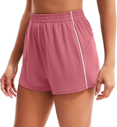 MathCat Womens Workout Shorts, Elastic High Waist Athletic Shorts with Pockets Stretchy Active Shorts for Running Sports