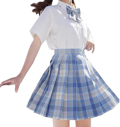 Yimuzche Uniforme Scolaire Japonais Femme, Jupe Plissée Japonaise Anime Cosplay Tenue Fille avec Nœud papillon, Chemise (B, S)