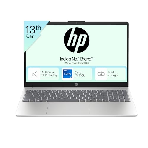 HP 15, 13th Gen Intel Core i7-1355U (16GB DDR4, 512GB SSD) Microsoft365* Office2024, Win11, 15.6inch(39.6cm) FHD Laptop, Intel Iris Xe, FHD Camera w/Privacy Shutter, Backlit, Silver, 1.59kg, fd0468tu