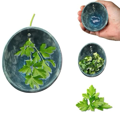 Pottery Herb Stripper Bowl 4-Slot Herb Stripper for Kale Herbs & Broccoli | Dishwasher-Safe Ergonomic Design | Fast Leaf Removal Space-Saving for Kitchens & RVs(Blue)