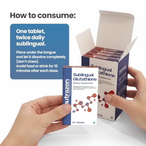 Image of Sublingual Glutathione Supplement - Pack of 3- 180 Tablets | High Bioavailability Formula for Skin Brightening, Tan Removal & Anti-Aging | Supports Detox, Liver Health, Cellular Health & Immunity