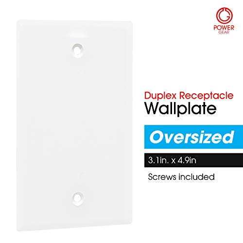 image for Power Gear Single Blank Wall Plate Cover, 1 Gang, Outlet Covers, 3.1�