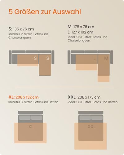 Feandrea wasserdichte Hundedecke, Decke, 208 x 132 cm, Autoschondecke für Haustiere, Sofaschutz, maschinenwaschbar, rutschfeste Unterseite, Stepp-Design, Taubengrau PPB027G01