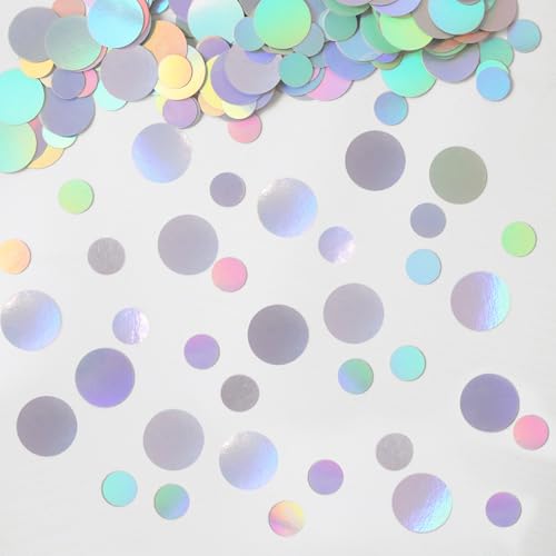 Image of 400PC Circle Dots Iridescent Confetti for Birthday Decorations Round Table Scatter for Wedding Baby Shower Bachelorette Bridal Shower Party Supplies