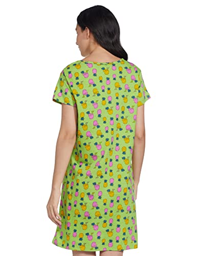 Image of Longies Women's Knee Length Knit Cotton Nighty Regular Nightgown (LGLKNWWV001 Lime Green013 2XL)