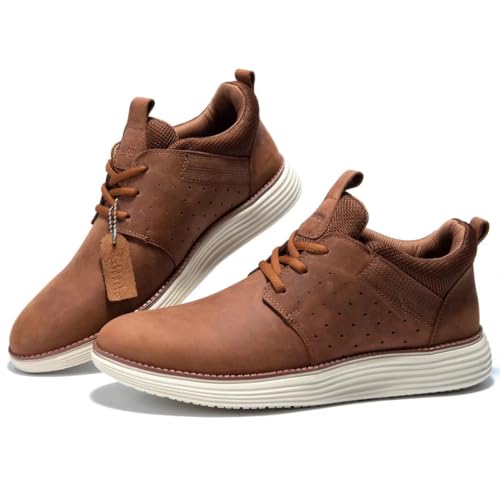 Image of Arkbird Casual Sneakers, Breathable Lace-Up Leather Walking Shoes Comfortable Fashion Sneakers for Men Daily Work