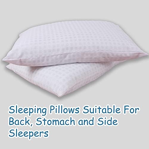 Sleep&Snuggle Ultra Bounce Down Alternative Bed Pillows - Hypoallergenic Poly-Cotton Check Design Case, Super Soft Sleeping Pillows Suitable for Back, Stomach and Side Sleepers (6)