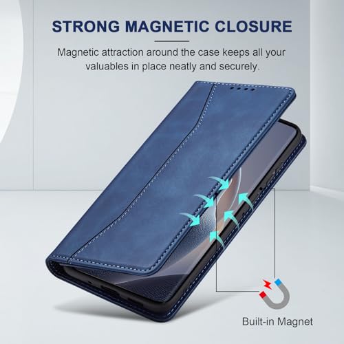 Image of Jasonyu Case for Motorola Edge 60 Fusion, PU Leather Wallet Case [Shockproof] [Magnetic] [Card Holder] [Stand Function] Flip Case (Blue)