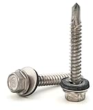 #12 Stainless Steel Hex Head Roofing Screws with Sealing Washer Self Drilling Stainless Steel Roofing Screws #12 x 2 inch Qty 100