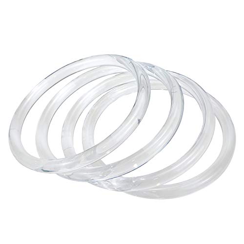 Geesatis 4 Pcs Transparent Purse Handles Handbag Handles Wallet Handles Plastic Bag Round Handles for Bag Making Handicraft DIY Bags, Clear & Circle