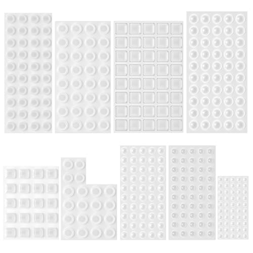 Comzantor Amortisseur Porte Placard, Butee de Porte Adhesive, Patin Silicone Transparent, Patin Autocollant Verre, Amortisseur en Plastique pour Portes de Placard, Salle de Bain, Bureau(9 Taille)