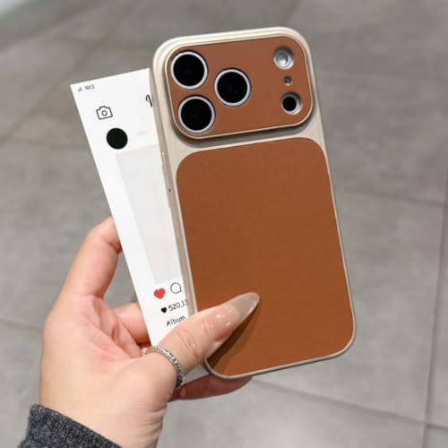 Coque rigide de luxe en similicuir marron antichoc pour smartphone iPhone Air