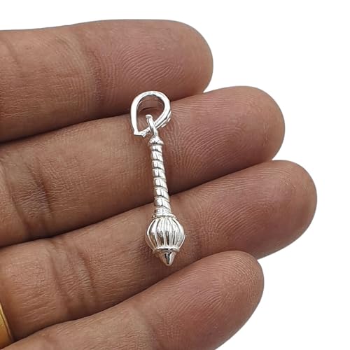 Image of Sahiba Gems Silver /Chandi Lord Bajrang Bali Hanuman Gada Pendant For Men /Boys (Hanuman Gada)
