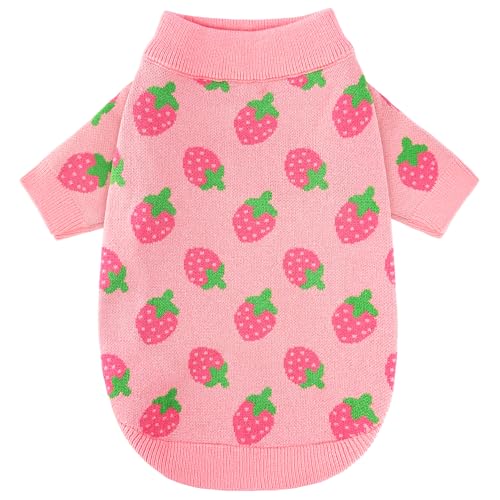 Pull tricoté fraise pour chien et chat vêtement chaud hiver - 2
