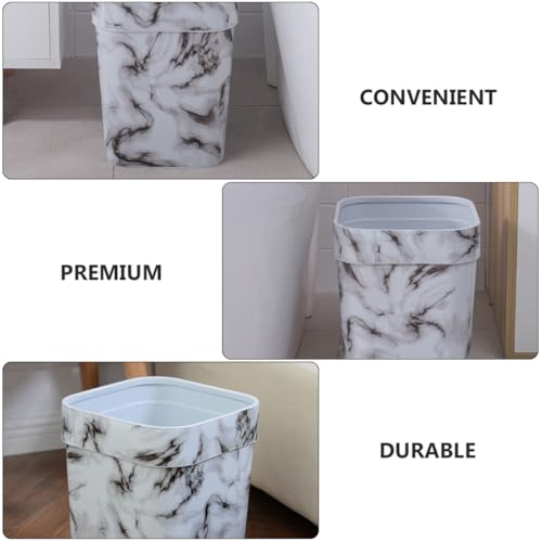 Caneca de basura rectangular de plástico blanco miniatura 3