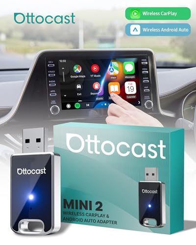 Image of OTTOCAST Wireless Carplay Adapter Mini 2 & Android Auto Car Adapter, 2-in-1 One-Button Disconnect for Multi-User & Factory Rest, Carlinkit Plug & Play with Built-in CarPlay or Android Auto USB C /A
