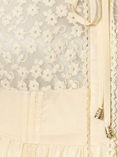 Anna-Kaci Womens Boho Peasant Floral Lace Ruffle Hem Bell Sleeve Mini Dress, Beige, Large #TOP5