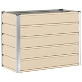 Geecher Fioriera in Acciaio Zincato, Design Industriale, 100 x 50 x 77 cm, Colore Avorio, per Giardino e Terrazzo