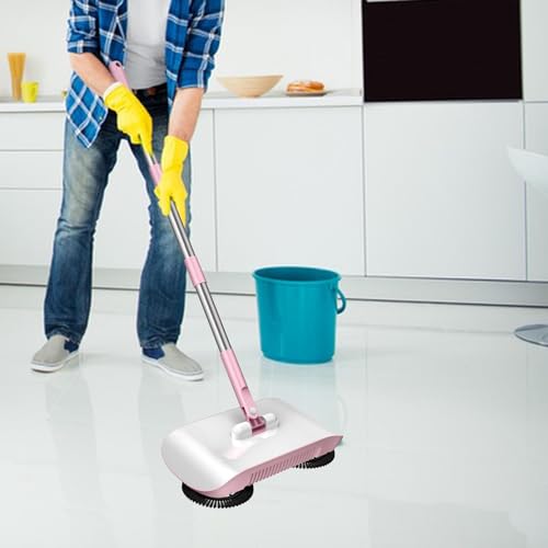 Hand Push Sweeper Microfiber Mop Reusable Cleaning Tool Easy to Use 3 in 1 Mop Vacuum Cleaner for Bathroom Bedroom Marble, with 1 Cloth