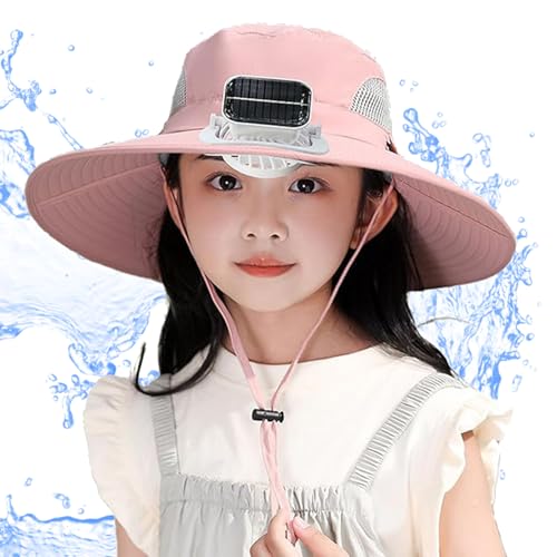Wide Brim Solar Fan Hat for Kids -UV Protection Summer Hat with Solar-Powered Cooling Fan for Toddlers & Breathable Sun Hats