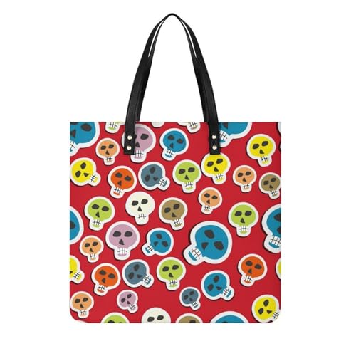 Sac à main femmes crâne et vert grand shopper tote bag de voyage 39x39cm