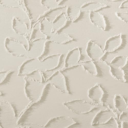 Image of Litanika Super King Plus Comforter Set Beige, 3 Piece Boho Tufted Bedding, Fluffy Farmhouse Bed Set for All Season with 2 Leaf Pattern Pillowcases(128x120In)