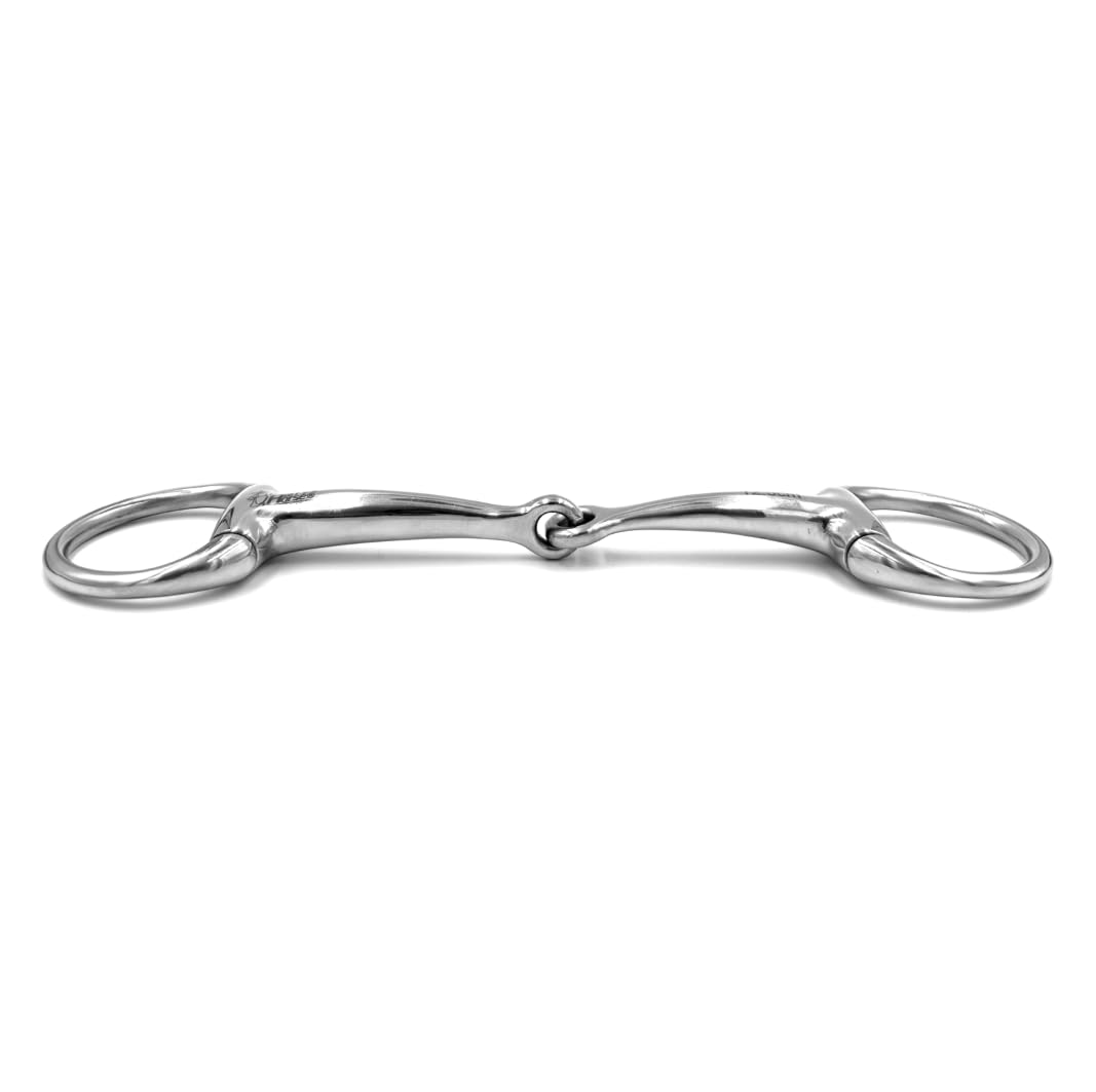 ES0005 Gebiss Olivenkopfgebiss Olivenkopftrense Einfach Gebrochen aus Edelstahl Ringdurchmesser 45 mm Gebissstärke 13 mm (10 cm)