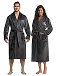 AW BRIDAL 2Pcs Mr and Mrs Robes for Couples Fleece, Matching Long Hooded Robes for Men Women, His and Hers Wedding Gifts, Grey, One Size