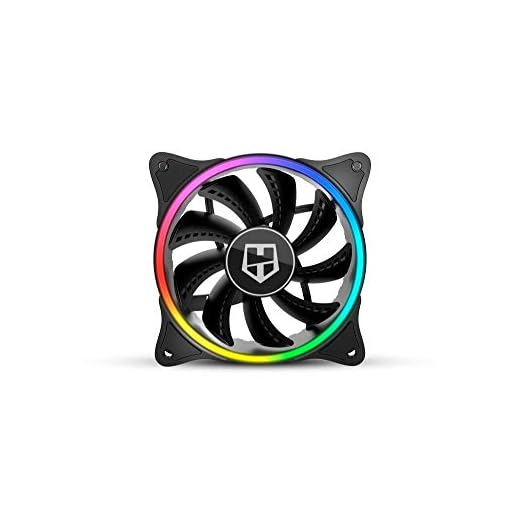 NOX Hummer X-FAN – Ventilador PC 120 mm con doble anillo LED ARGB Rainbow, ultra silencioso con pads antivibración, gran flujo de aire, conector 3 pines, negro