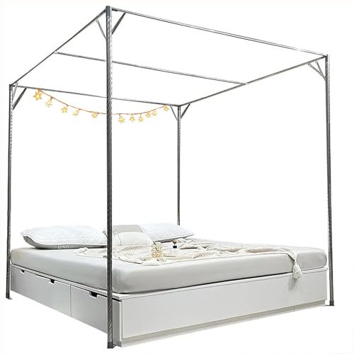 Marco de Dosel Solo King Size Canopy 4 Cueron de Esquina Marco del Canto Marco del Campo Exterior Cola de tamaño Completo Boles de Marco de Dosel de tamaño Completo, Soporte de Cuatro Esquinas de la