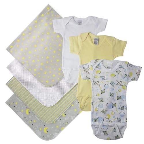 Bambini NC-0546S Unisex Baby 7 Piece Layette Sets White & Yellow - Small