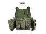  PHX Plate Carrier/Plattenträger/Weste \'Commando\', MOLLE kompatibel, mit 4 Taschen - Flecktarn
