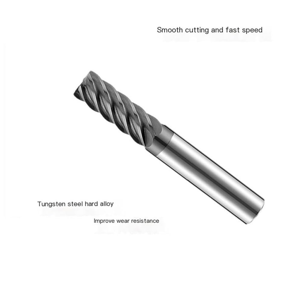 Fresa de carburo 12 mm, 6 filos, corte 45 mm, longitud 100 mm | Fresa CNC recubierta para acero de moldes, hierro fundido, aluminio y cobre(D16*45*100L*6F)