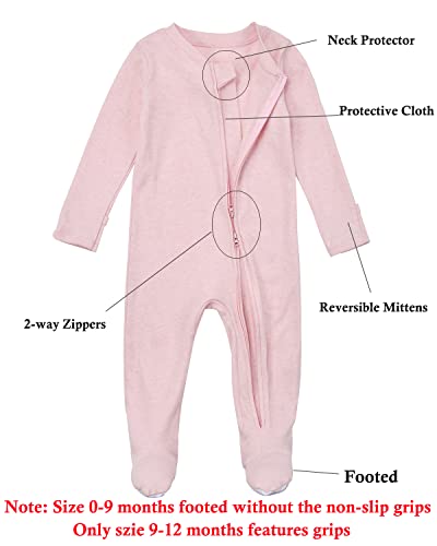 Aablexema Baby Footie Pajamas With Mittens - 3 Pcs Infant Girls Boys Footed Onesies Sleeper Newborn Cotton Sleepwear Outfits (Gkpd01(Zipper), 0-3 Months) #TOP1