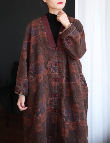 NFYM Womens Knee Length Quilted Kimono Jackets Winter Warm Soft Cotton Printed Boho Vintage Loose Outwear Coats3