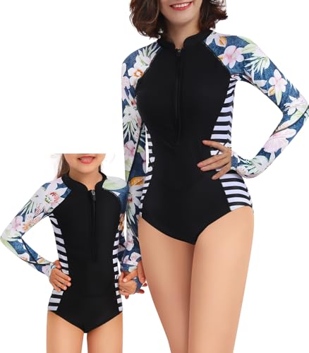Women and Girls Matching Swimsuit: Long Sleeve One Piece Rash Guard Bathing Suit UPF 50+ (Please Order Separately)2