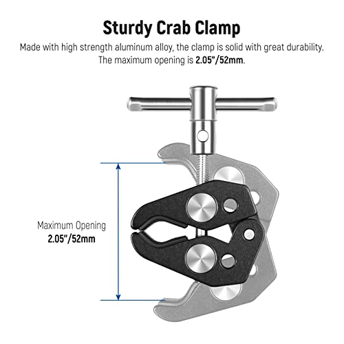 Neewer Crab Clamp Articulated Mini Ball Head, Super Clamp Mic Mount With 1/4" To 5/8" Thread, Compatible With Smallrig Camera Cage And Microphones, Bearing Up To 3.3Lb/1.5Kg (St48) #TOP4