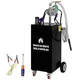 Gas Caddy 30 Gallon Portable Fuel Caddy with Wheels and Hand Bidirectional Siphon Pump, Large Container Diesel Can for ATV, Car, Mowers, Tractor, Boat, Motorcycle (Black)