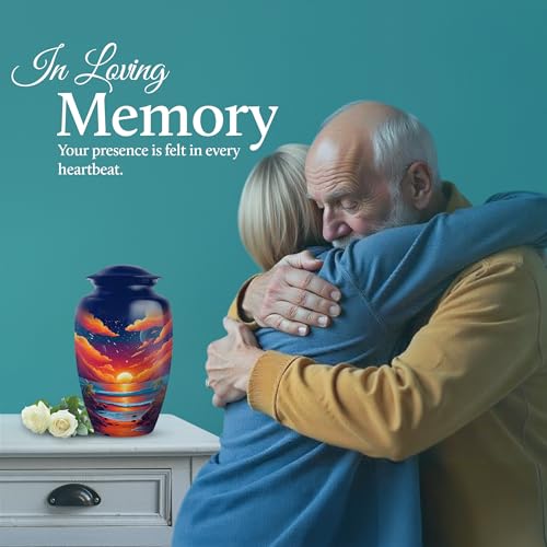 Image of Beach Urn - Memorial Ashes - Combo 2 - Large with 3 Inch Pack of 2 - Large Funeral Adult - Small Urns for Human Ashes - Decorative Urns for Adult Male & Female